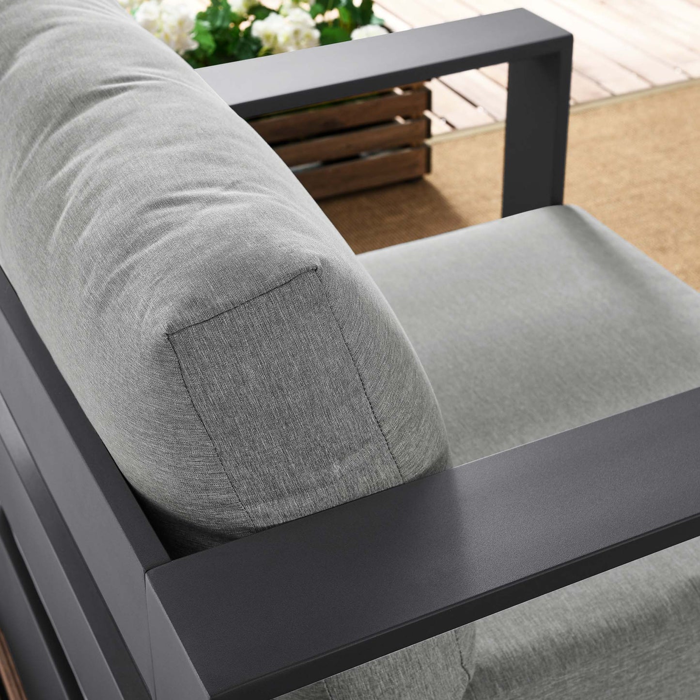 Tahoe Outdoor Patio Powder-Coated Aluminum Armchair in Gray Gray by Modway (5675)