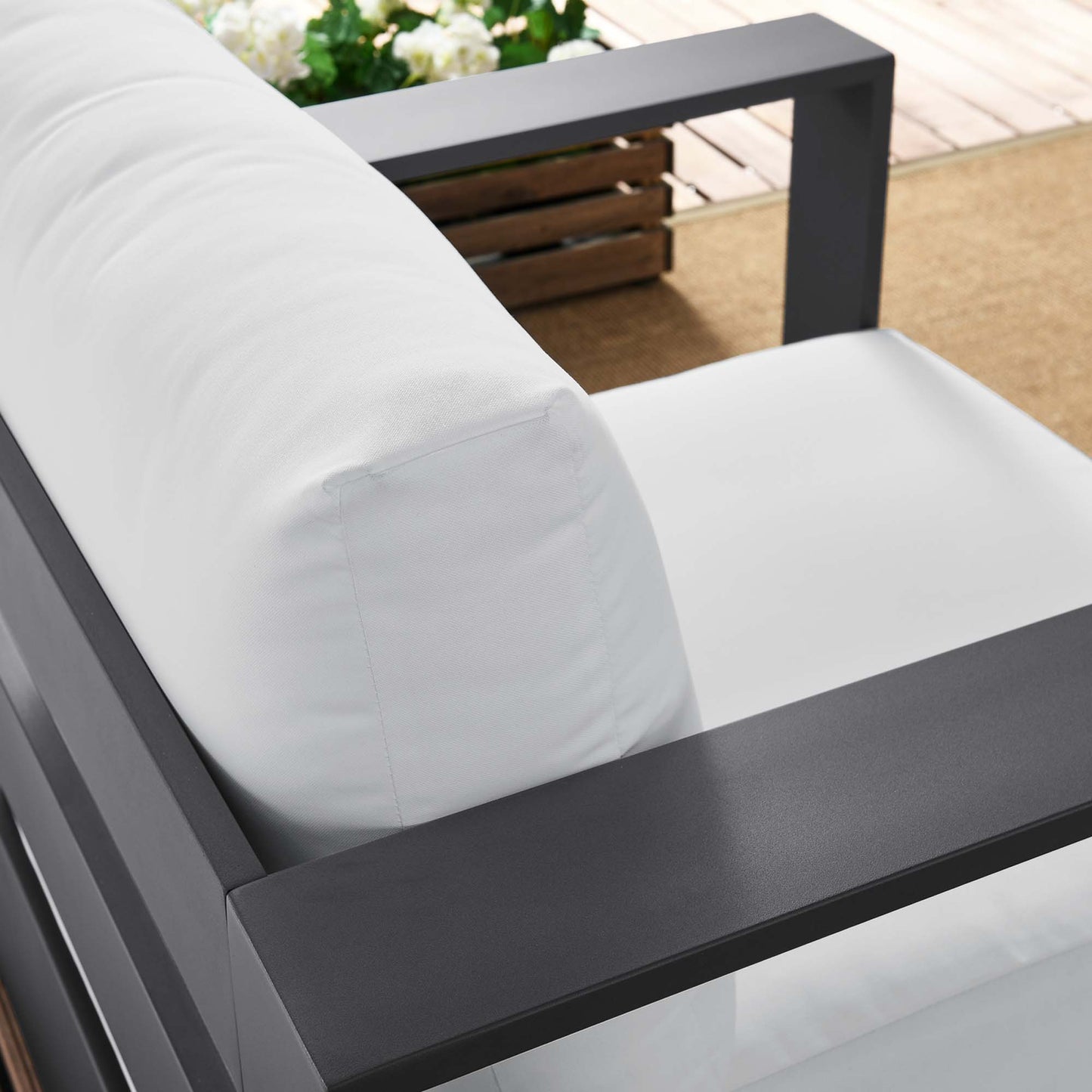 Tahoe Outdoor Patio Powder-Coated Aluminum Armchair in Gray White by Modway (5675)