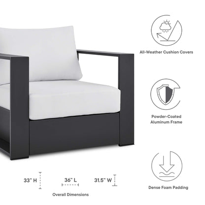 Tahoe Outdoor Patio Powder-Coated Aluminum Armchair in Gray White by Modway (5675)