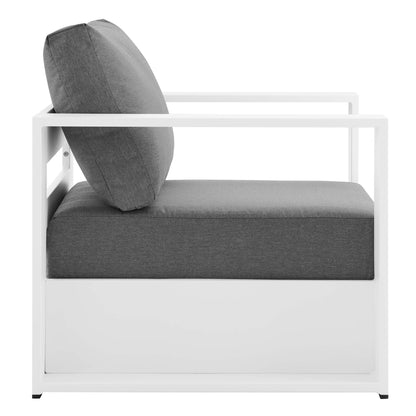 Tahoe Outdoor Patio Powder-Coated Aluminum Armchair in White Charcoal by Modway (5675)