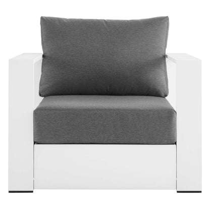 Tahoe Outdoor Patio Powder-Coated Aluminum Armchair in White Charcoal by Modway (5675)