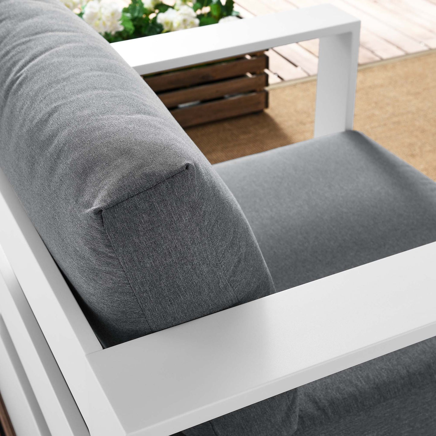Tahoe Outdoor Patio Powder-Coated Aluminum Armchair in White Charcoal by Modway (5675)