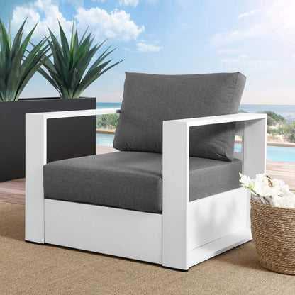 Tahoe Outdoor Patio Powder-Coated Aluminum Armchair in White Charcoal by Modway (5675)