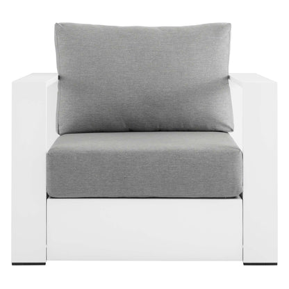 Tahoe Outdoor Patio Powder-Coated Aluminum Armchair in White Gray by Modway (5675)