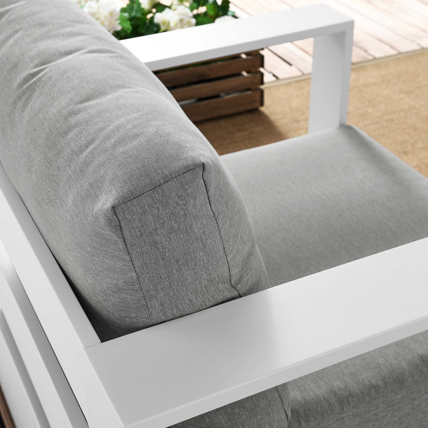 Tahoe Outdoor Patio Powder-Coated Aluminum Armchair in White Gray by Modway (5675)
