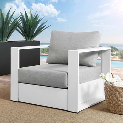 Tahoe Outdoor Patio Powder-Coated Aluminum Armchair in White Gray by Modway (5675)