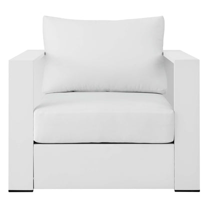Tahoe Outdoor Patio Powder-Coated Aluminum Armchair in White White by Modway (5675)