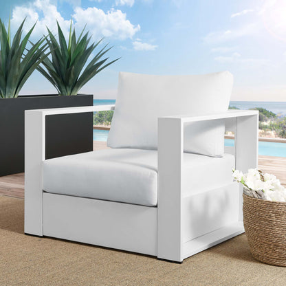 Tahoe Outdoor Patio Powder-Coated Aluminum Armchair in White White by Modway (5675)