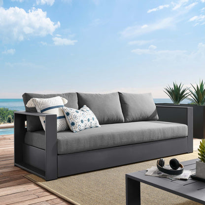 Tahoe Outdoor Patio Powder-Coated Aluminum Sofa in Gray Charcoal by Modway (5676)