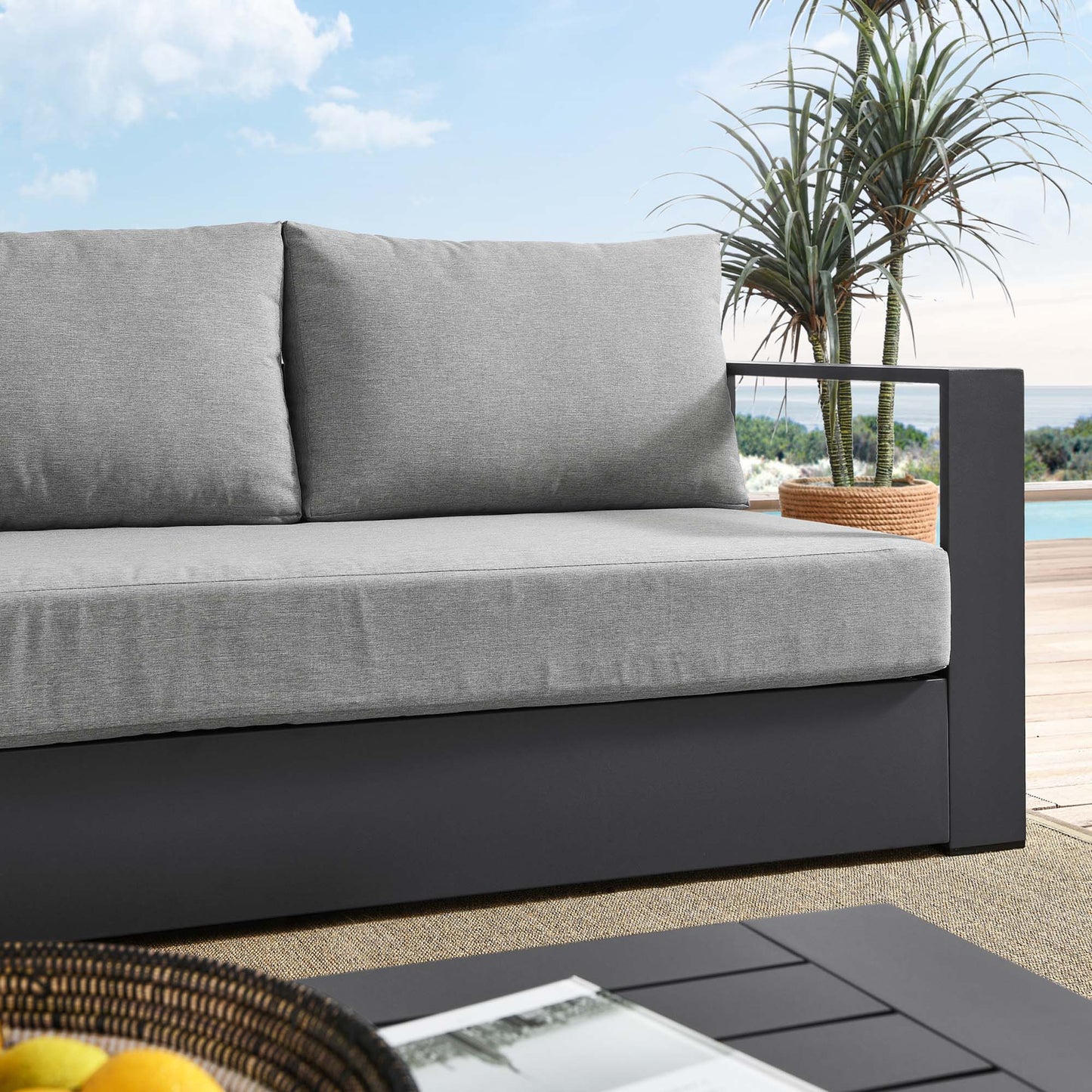 Tahoe Outdoor Patio Powder-Coated Aluminum Sofa in Gray Gray by Modway (5676)