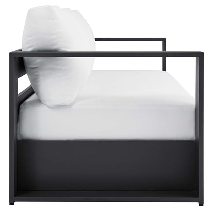 Tahoe Outdoor Patio Powder-Coated Aluminum Sofa in Gray White by Modway (5676)