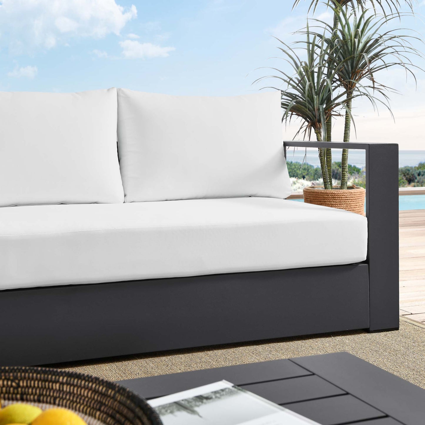 Tahoe Outdoor Patio Powder-Coated Aluminum Sofa in Gray White by Modway (5676)