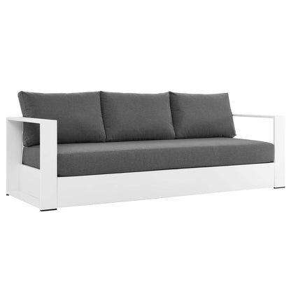 Tahoe Outdoor Patio Powder-Coated Aluminum Sofa in White Charcoal by Modway (5676)