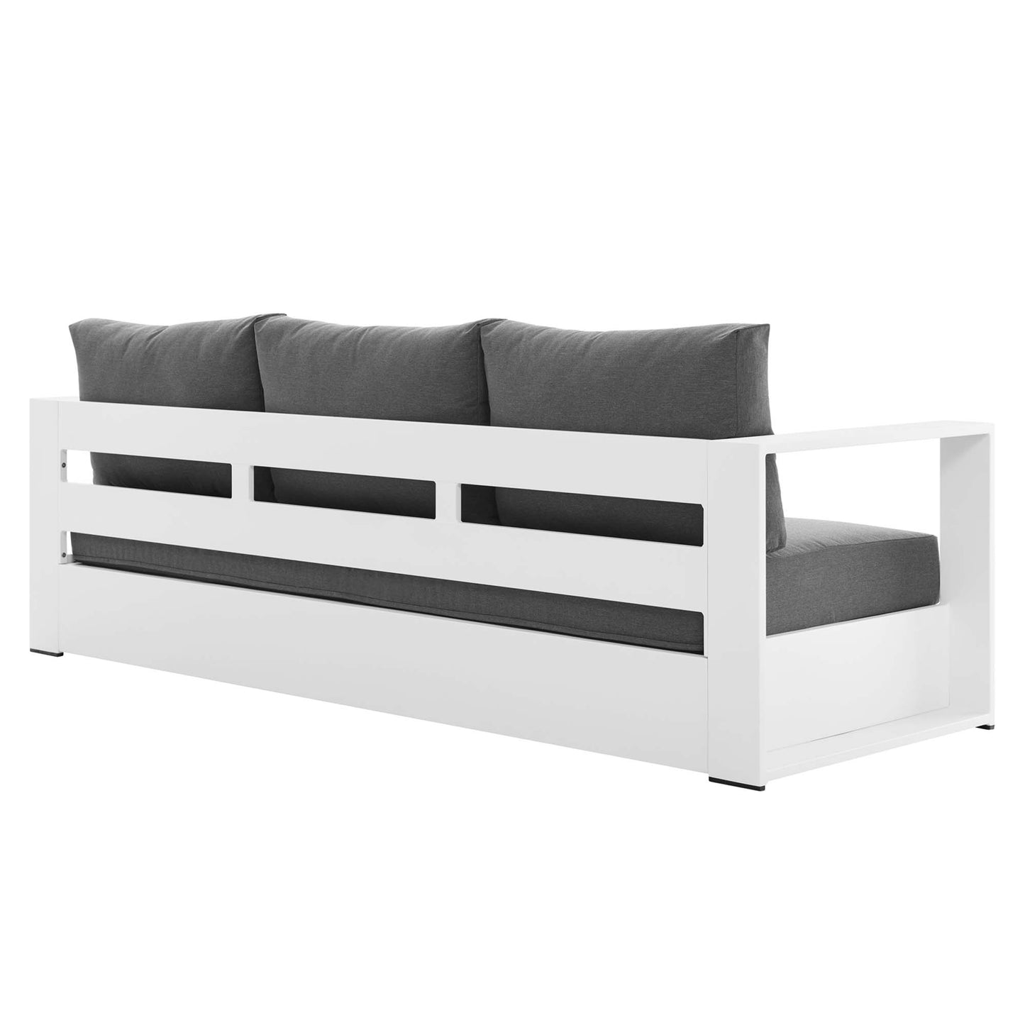 Tahoe Outdoor Patio Powder-Coated Aluminum Sofa in White Charcoal by Modway (5676)