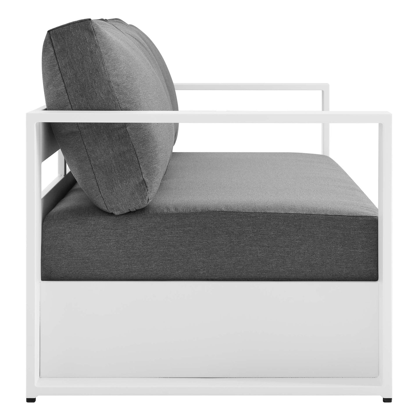 Tahoe Outdoor Patio Powder-Coated Aluminum Sofa in White Charcoal by Modway (5676)