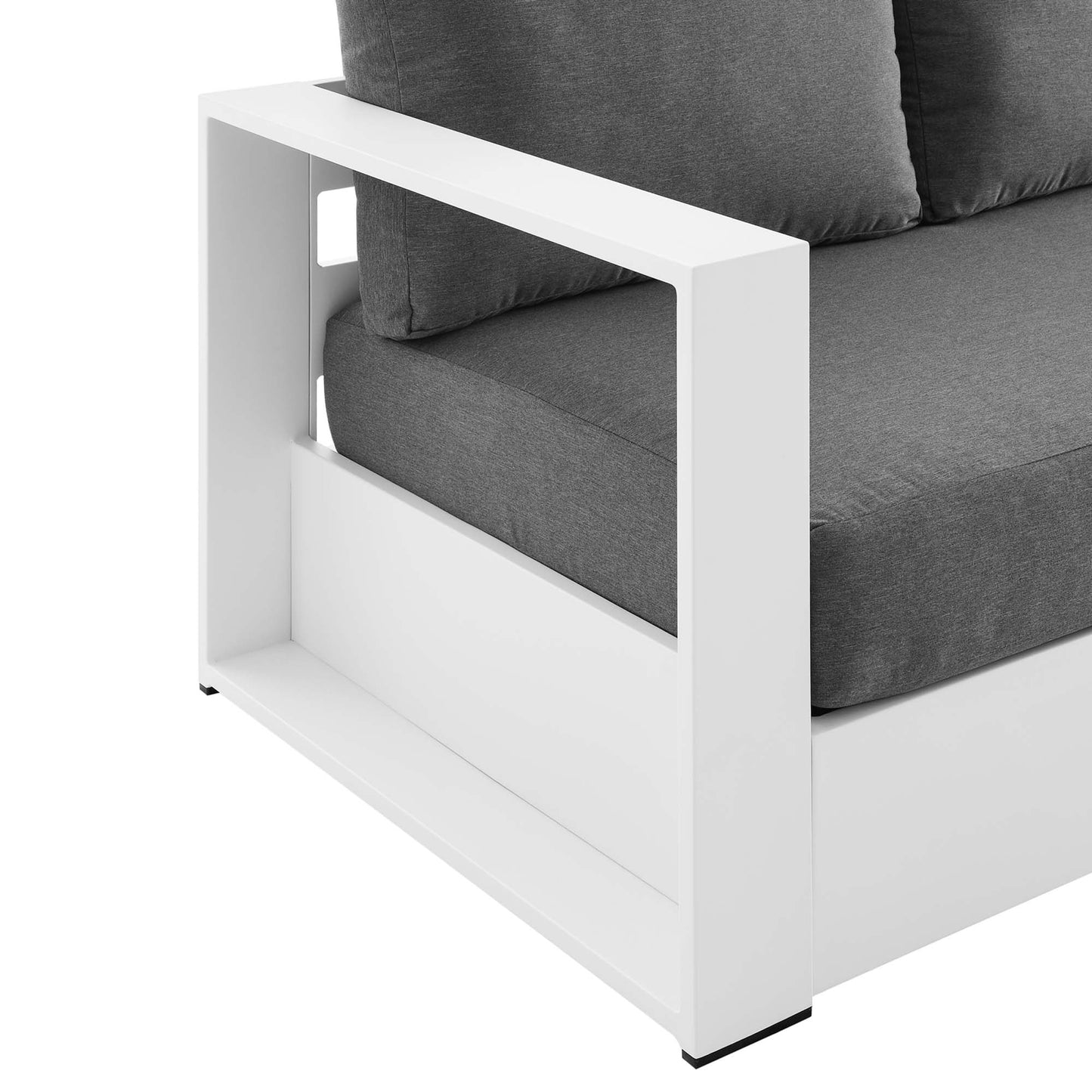 Tahoe Outdoor Patio Powder-Coated Aluminum Sofa in White Charcoal by Modway (5676)