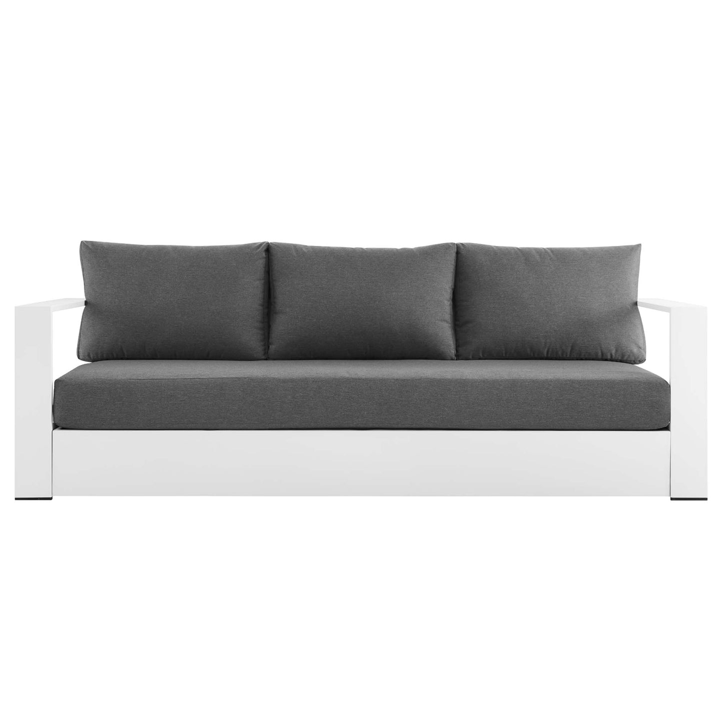 Tahoe Outdoor Patio Powder-Coated Aluminum Sofa in White Charcoal by Modway (5676)