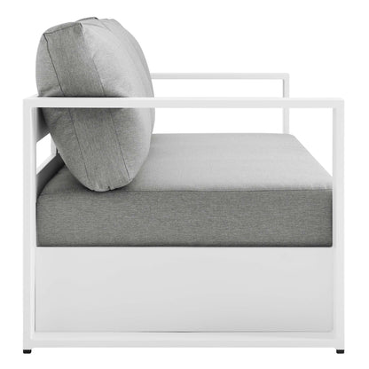 Tahoe Outdoor Patio Powder-Coated Aluminum Sofa in White Gray by Modway (5676)