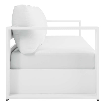 Tahoe Outdoor Patio Powder-Coated Aluminum Sofa in White White by Modway (5676)