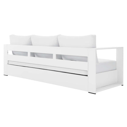 Tahoe Outdoor Patio Powder-Coated Aluminum Sofa in White White by Modway (5676)