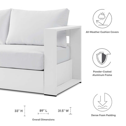 Tahoe Outdoor Patio Powder-Coated Aluminum Sofa in White White by Modway (5676)