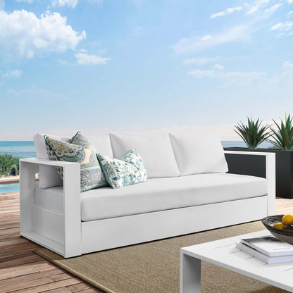 Tahoe Outdoor Patio Powder-Coated Aluminum Sofa in White White by Modway (5676)