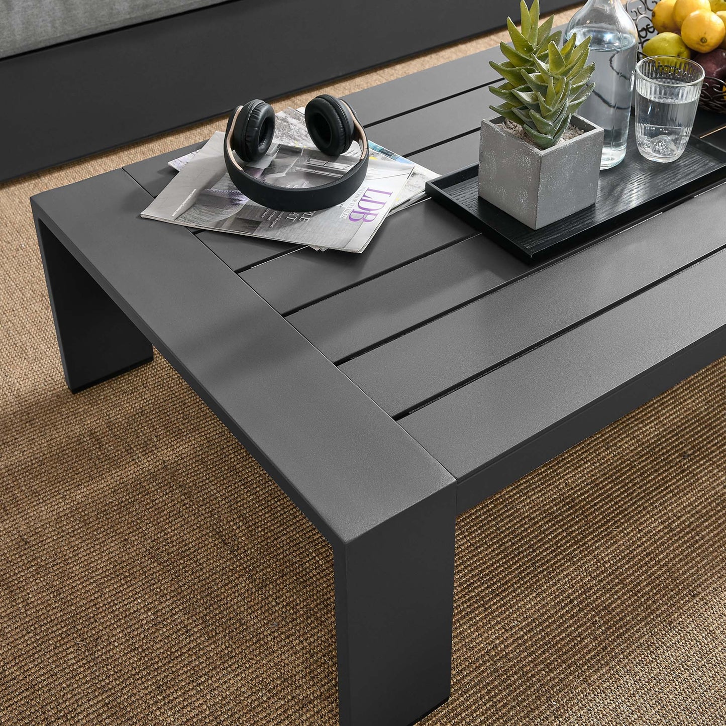 Tahoe Outdoor Patio Powder-Coated Aluminum Coffee Table in Gray by Modway (5677)