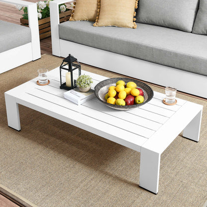 Tahoe Outdoor Patio Powder-Coated Aluminum Coffee Table in White by Modway (5677)