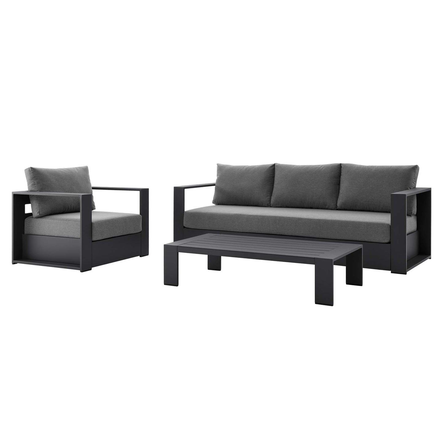Tahoe 3-Piece Outdoor Patio Powder-Coated Aluminum Set in Gray Charcoal by Modway (5748)