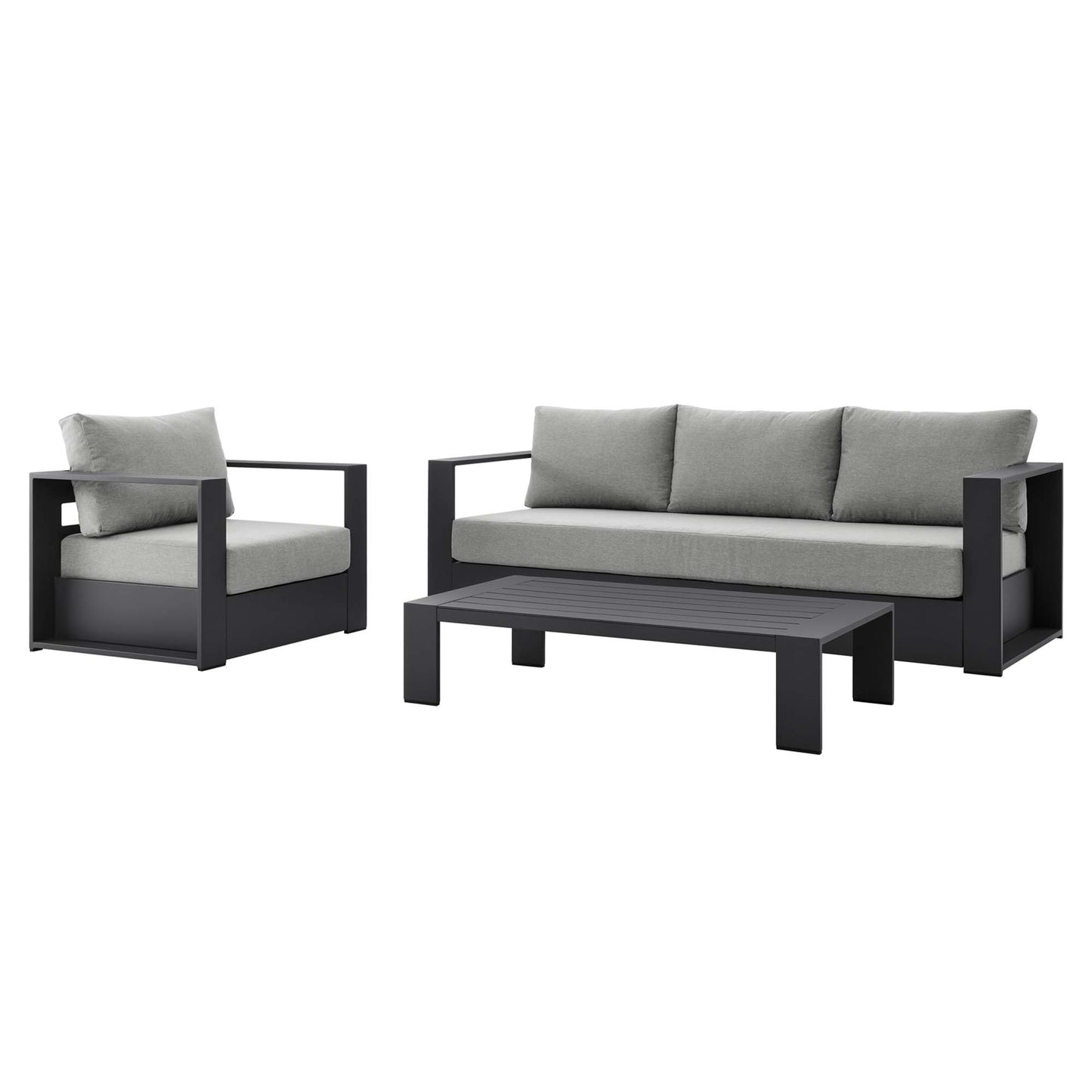Tahoe 3-Piece Outdoor Patio Powder-Coated Aluminum Set in Gray Gray by Modway (5748)