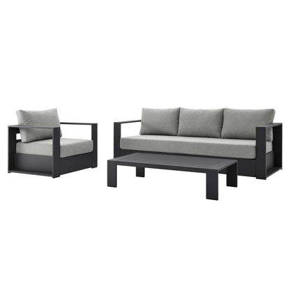 Tahoe 3-Piece Outdoor Patio Powder-Coated Aluminum Set in Gray Gray by Modway (5748)