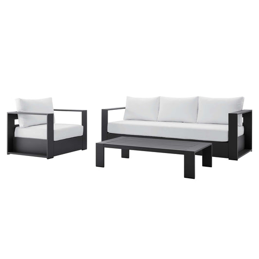 Tahoe 3-Piece Outdoor Patio Powder-Coated Aluminum Set in Gray White by Modway (5748)