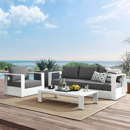 Tahoe 3-Piece Outdoor Patio Powder-Coated Aluminum Set in White Charcoal by Modway (5748)