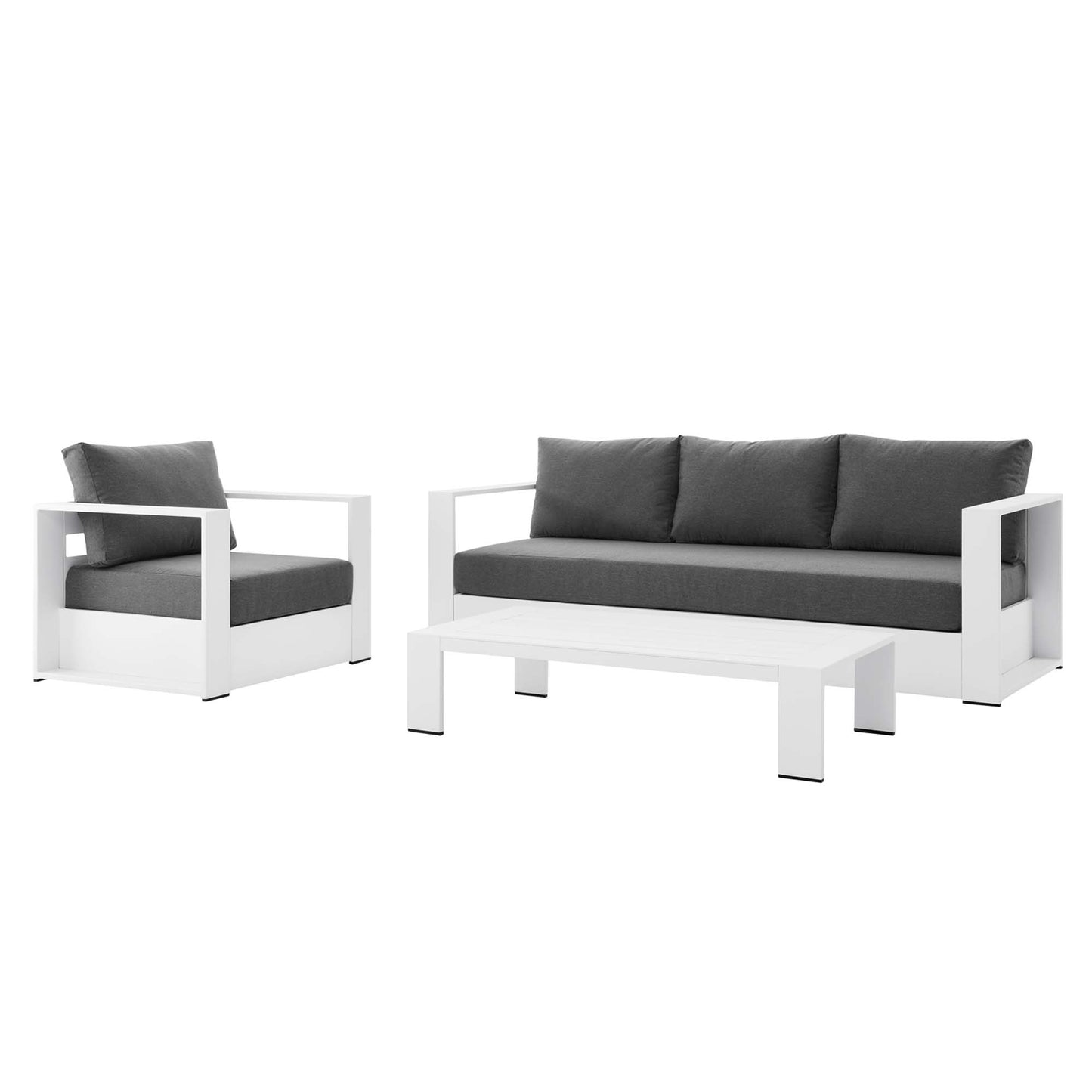 Tahoe 3-Piece Outdoor Patio Powder-Coated Aluminum Set in White Charcoal by Modway (5748)
