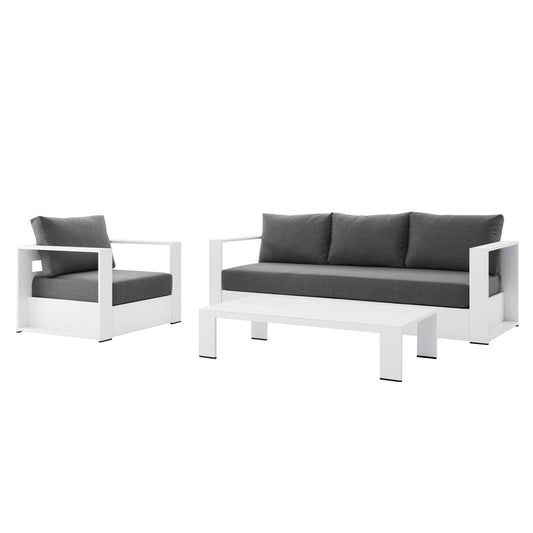 Tahoe 3-Piece Outdoor Patio Powder-Coated Aluminum Set in White Charcoal by Modway (5748)