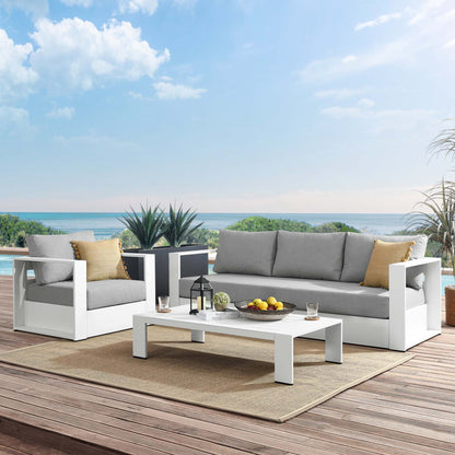 Tahoe 3-Piece Outdoor Patio Powder-Coated Aluminum Set in White Gray by Modway (5748)