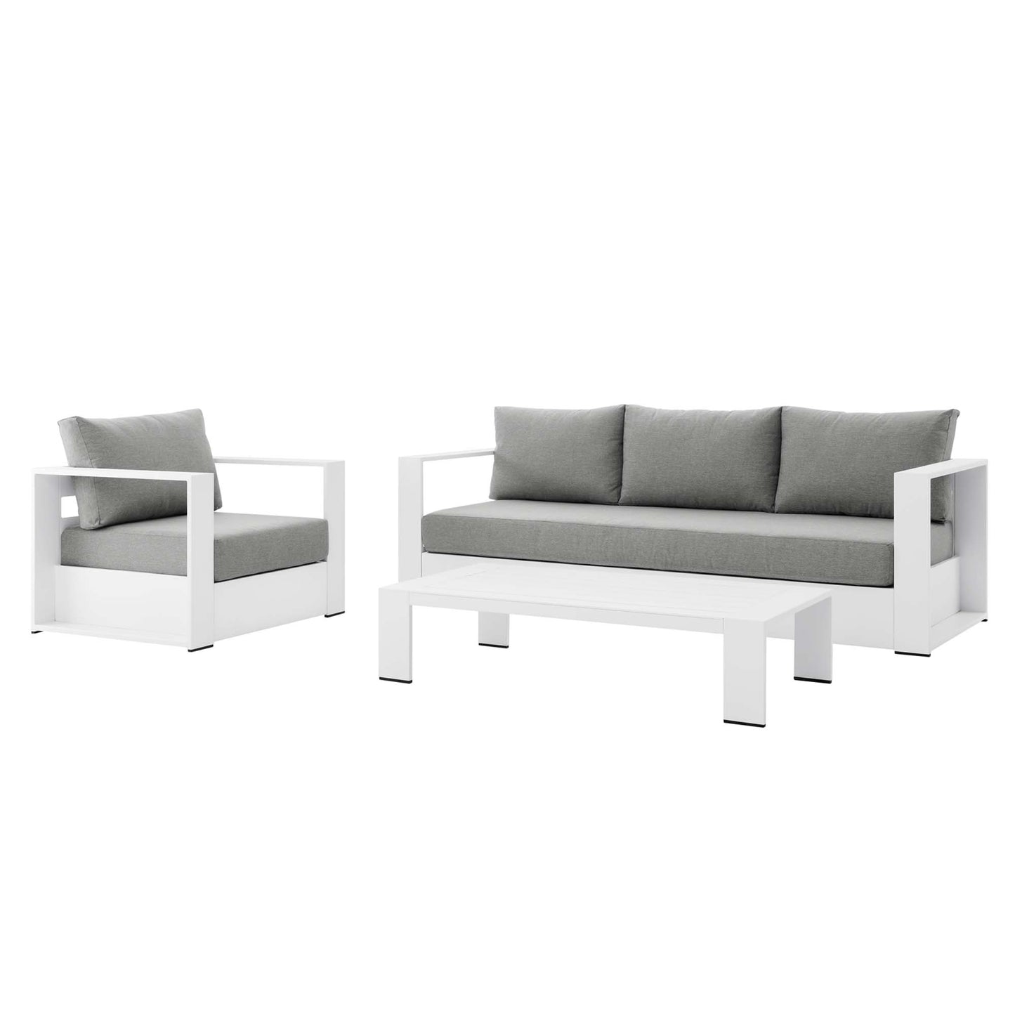 Tahoe 3-Piece Outdoor Patio Powder-Coated Aluminum Set in White Gray by Modway (5748)