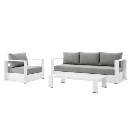 Tahoe 3-Piece Outdoor Patio Powder-Coated Aluminum Set in White Gray by Modway (5748)