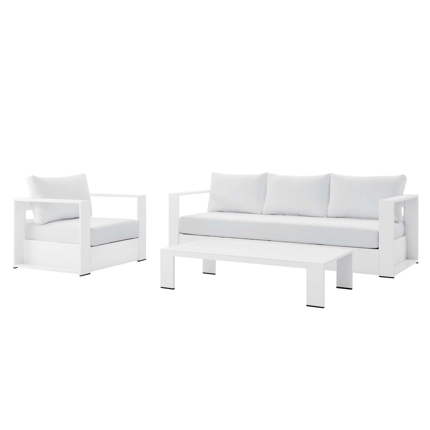 Tahoe 3-Piece Outdoor Patio Powder-Coated Aluminum Set in White White by Modway (5748)