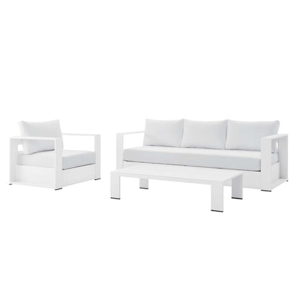 Tahoe 3-Piece Outdoor Patio Powder-Coated Aluminum Set in White White by Modway (5748)