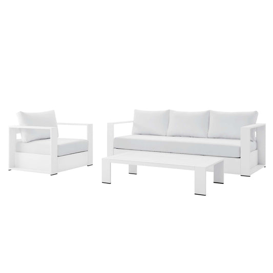 Tahoe 3-Piece Outdoor Patio Powder-Coated Aluminum Set in White White by Modway (5748)