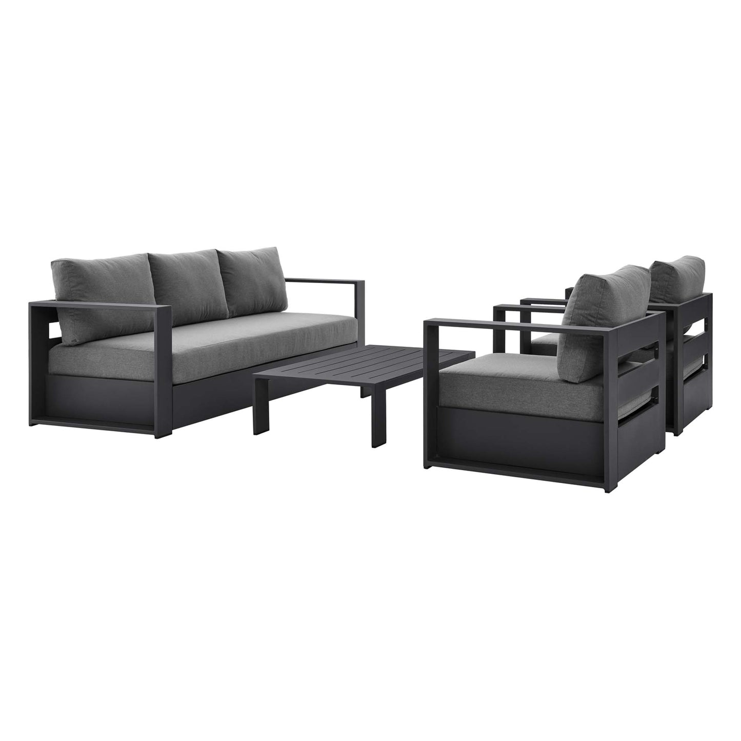 Tahoe 4-Piece Outdoor Patio Powder-Coated Aluminum Set in Gray Charcoal by Modway (5749)