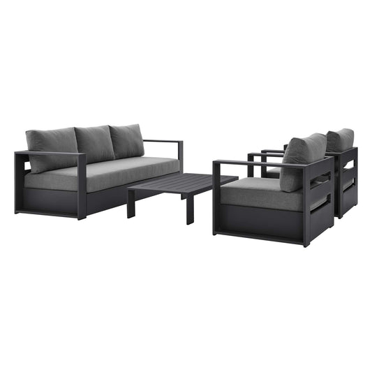 Tahoe 4-Piece Outdoor Patio Powder-Coated Aluminum Set in Gray Charcoal by Modway (5749)