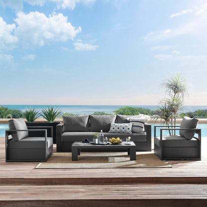 Tahoe 4-Piece Outdoor Patio Powder-Coated Aluminum Set in Gray Charcoal by Modway (5749)