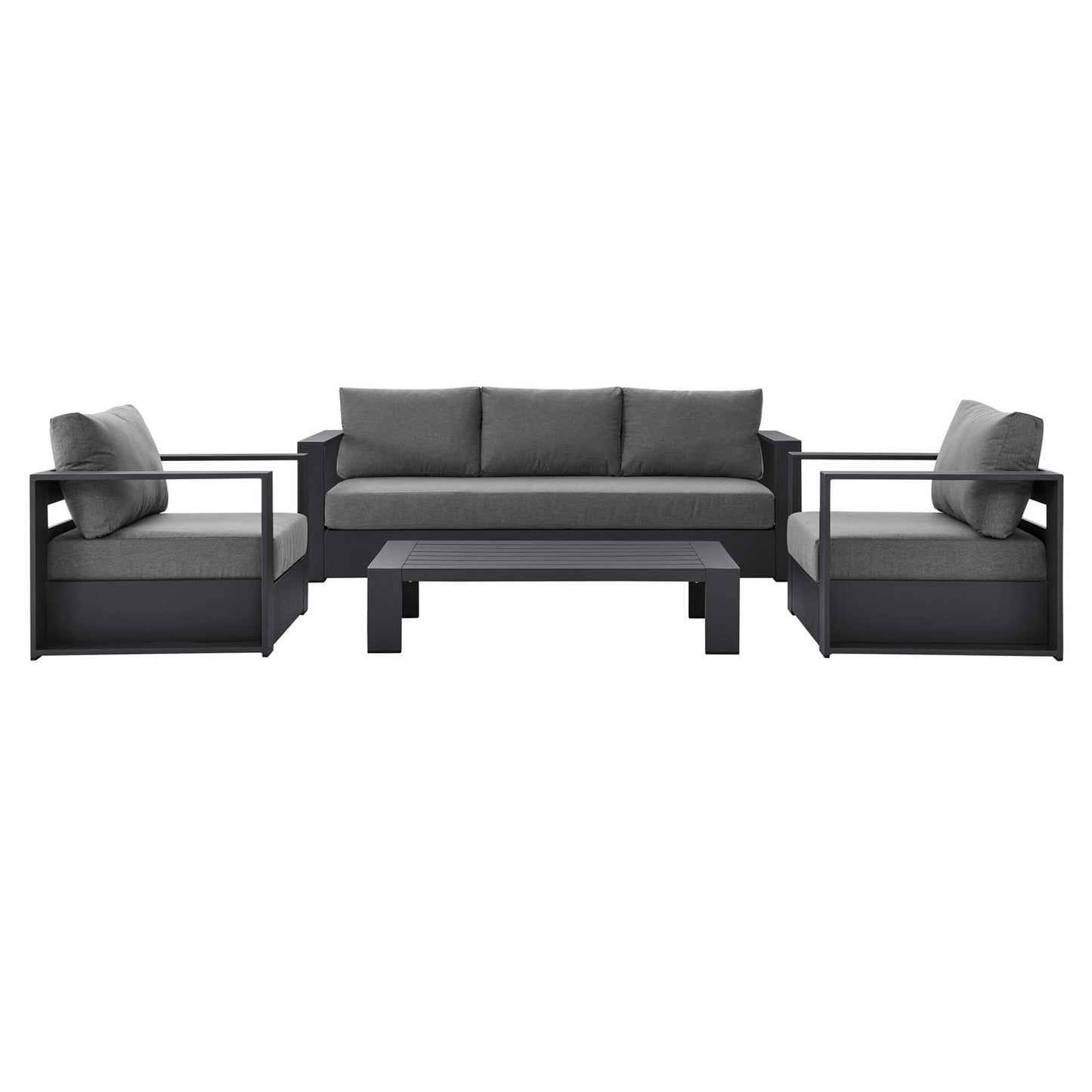 Tahoe 4-Piece Outdoor Patio Powder-Coated Aluminum Set in Gray Charcoal by Modway (5749)