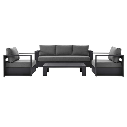 Tahoe 4-Piece Outdoor Patio Powder-Coated Aluminum Set in Gray Charcoal by Modway (5749)
