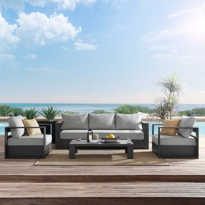 Tahoe 4-Piece Outdoor Patio Powder-Coated Aluminum Set in Gray Gray by Modway (5749)
