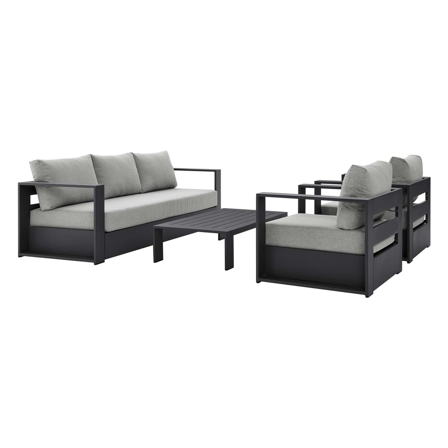 Tahoe 4-Piece Outdoor Patio Powder-Coated Aluminum Set in Gray Gray by Modway (5749)