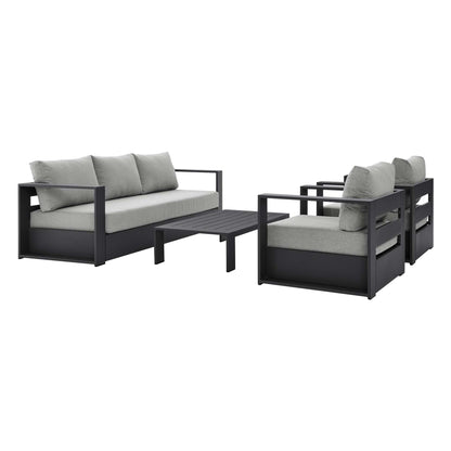 Tahoe 4-Piece Outdoor Patio Powder-Coated Aluminum Set in Gray Gray by Modway (5749)