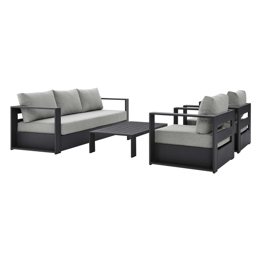 Tahoe 4-Piece Outdoor Patio Powder-Coated Aluminum Set in Gray Gray by Modway (5749)